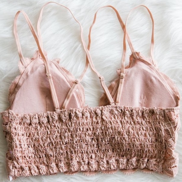 RESTOCKED Anemone Pale Mauve Boho Free Pink Lace Stretchy Crochet Bralette - Picture 2 of 3